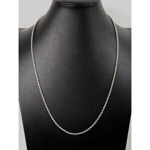 Vintage Trifari Silver Tone Rope Chain Necklace 3mm 24 inch Classic Retro